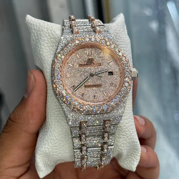 Audemars Piguet Royal Oak Dual Tone Iced Out Moissanite Diamond Watch